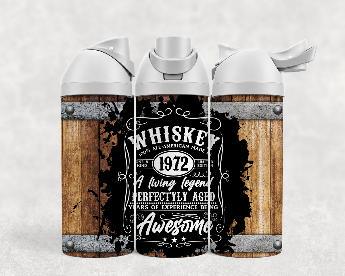 Bouteille Wave 24 oz personnalisée – Étiquette de whiskey « Living Legend », année au choix