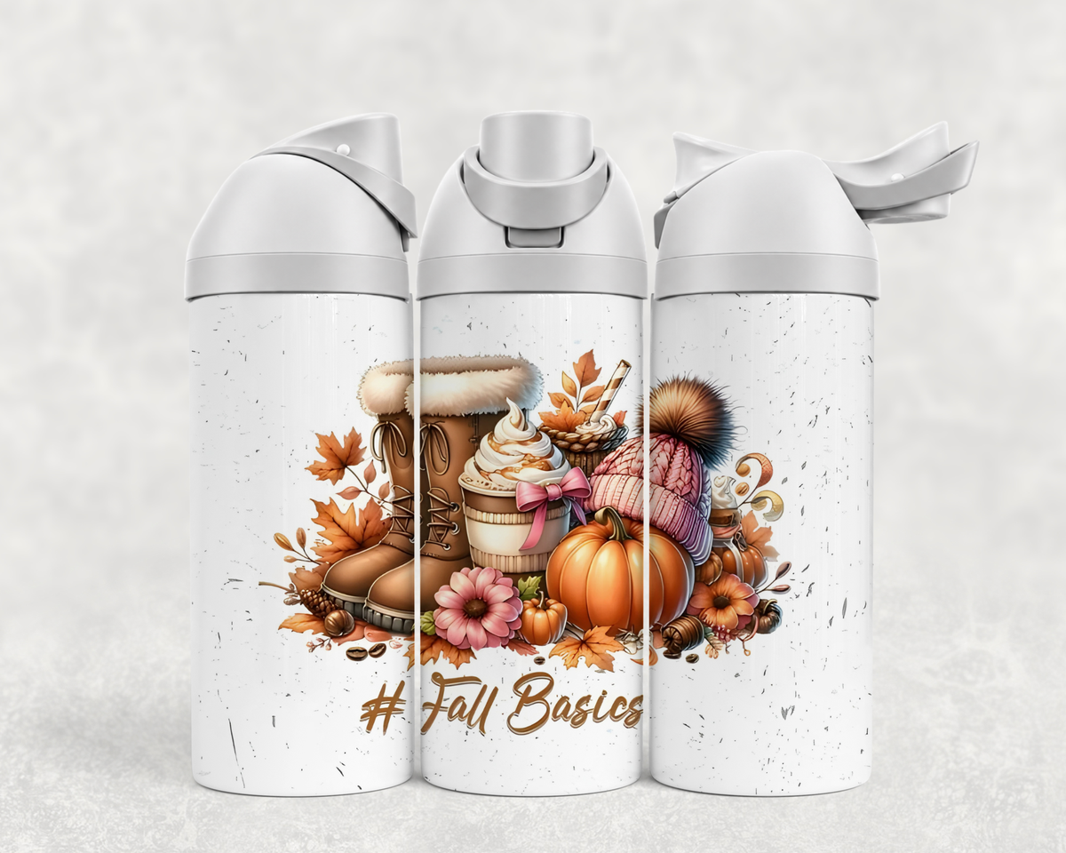 Bouteille Wave 24 oz personnalisée #Fall Basics avec latté d'automne