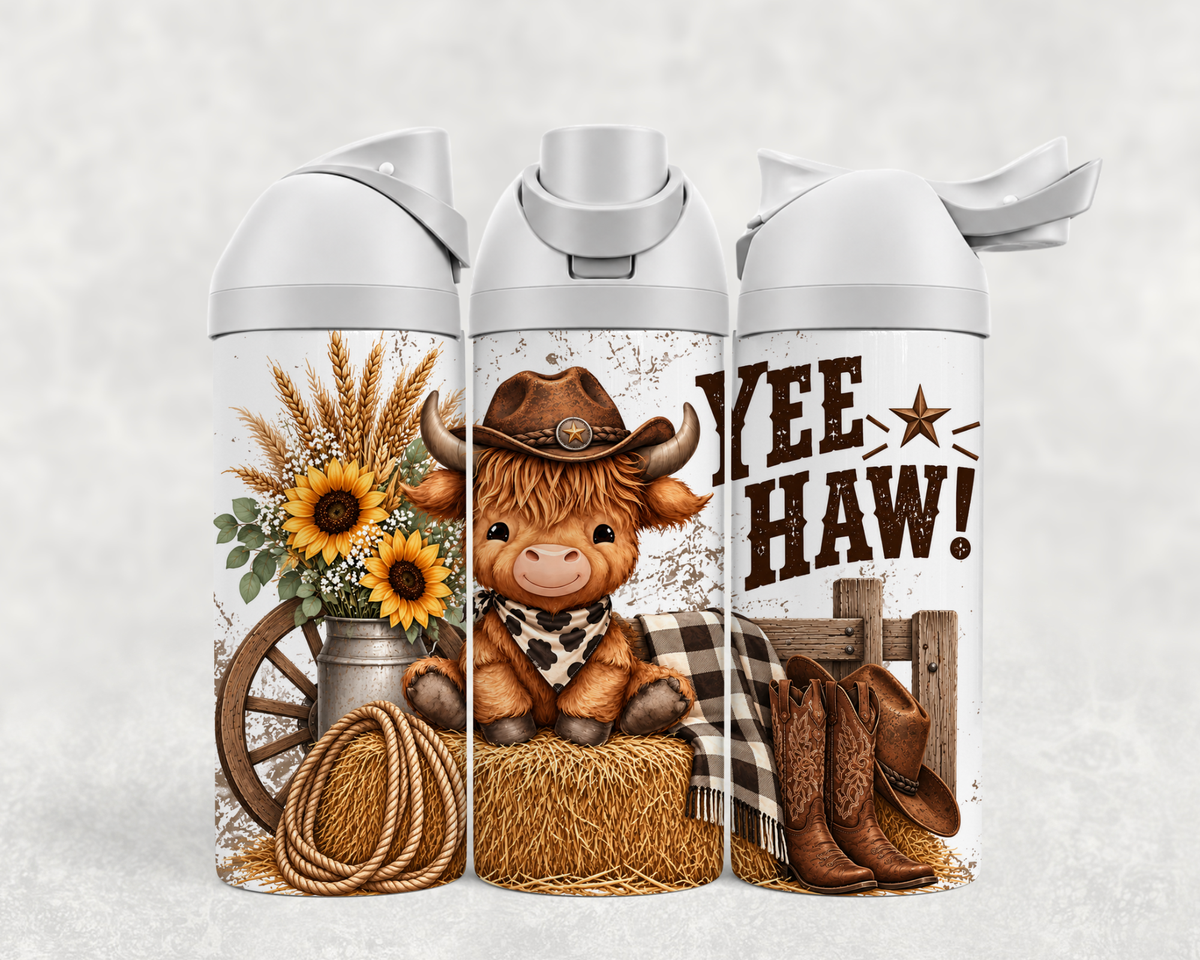 Bouteille Wave 24 oz personnalisée – Bébé Highland cowboy Yee Haw