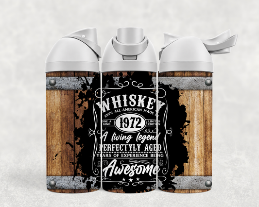 Bouteille Wave 24 oz personnalisée – Étiquette de whiskey « Living Legend », année au choix