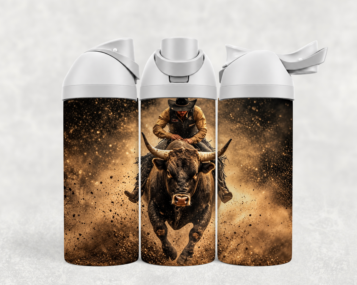 Bouteille Wave 24 oz personnalisée – Rodéo, taureau dans la poussière