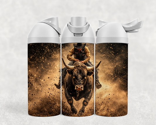 Bouteille Wave 24 oz personnalisée – Rodéo, taureau dans la poussière
