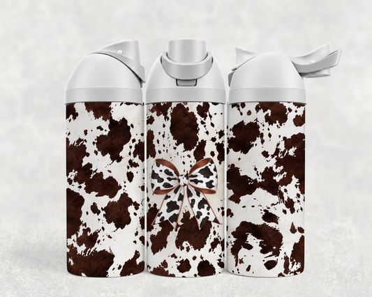 Bouteille Wave 24 oz personnalisée – Imprimé vache brune et boucle