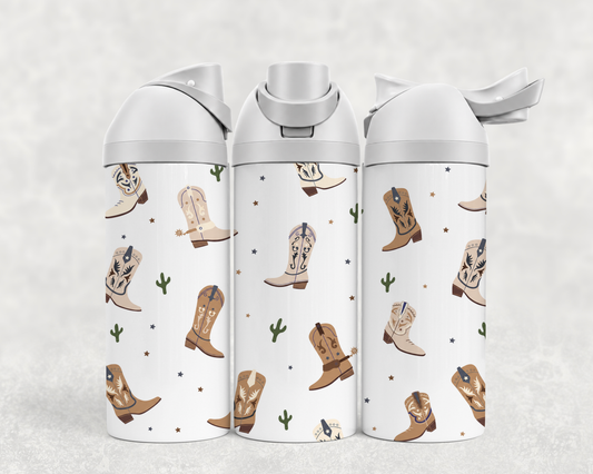 Bouteille Wave 24 oz personnalisée – Motif bottes de cowboy et cactus