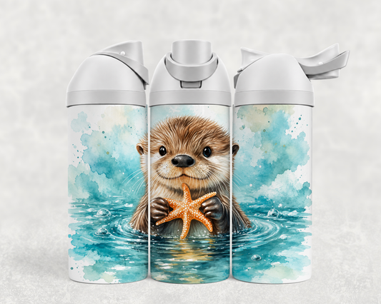 Bouteille Wave 24 oz personnalisée – Loutre et étoile de mer