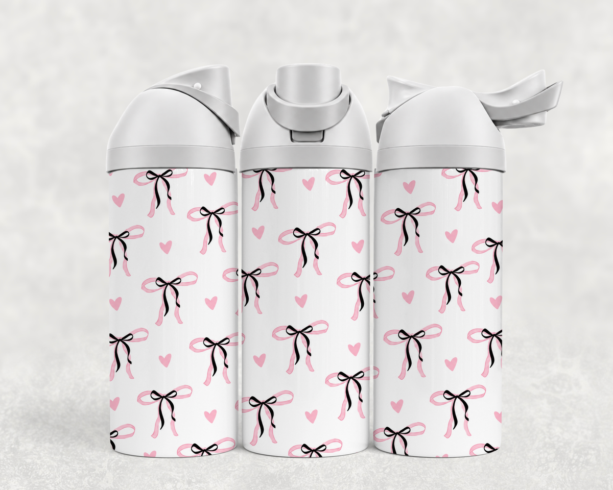 Bouteille Wave 24 oz personnalisée – Petites boucles roses et cœurs