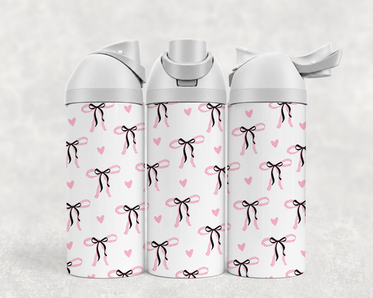 Bouteille Wave 24 oz personnalisée – Petites boucles roses et cœurs