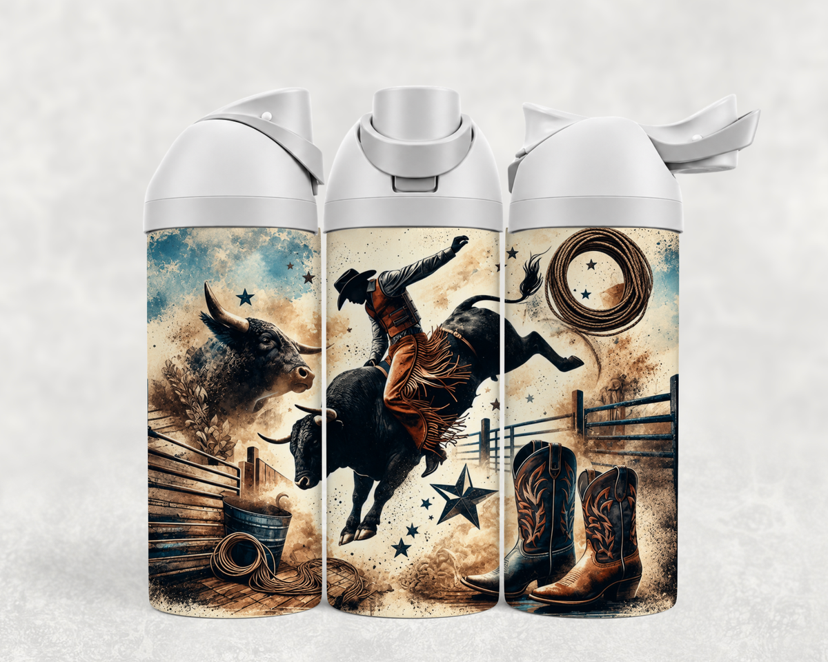Bouteille Wave 24 oz personnalisée – Rodéo, cowboy sur un taureau