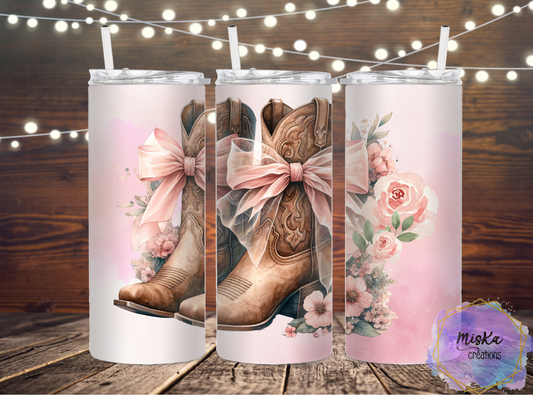 Botte De Cowgirl Avec Ruban Rose